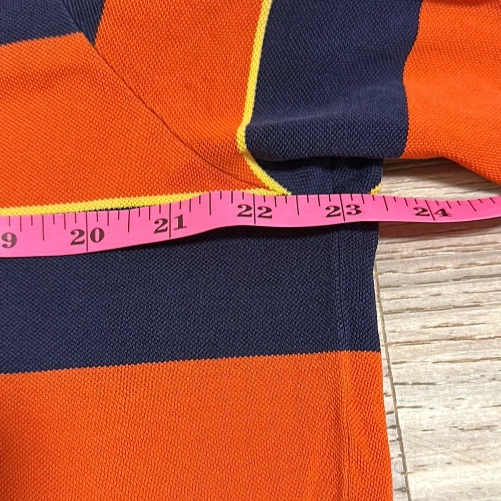 Polo Golf Ralph Lauren Shirt Adult Large Orange Blue Stripe Pima Cotton Mens